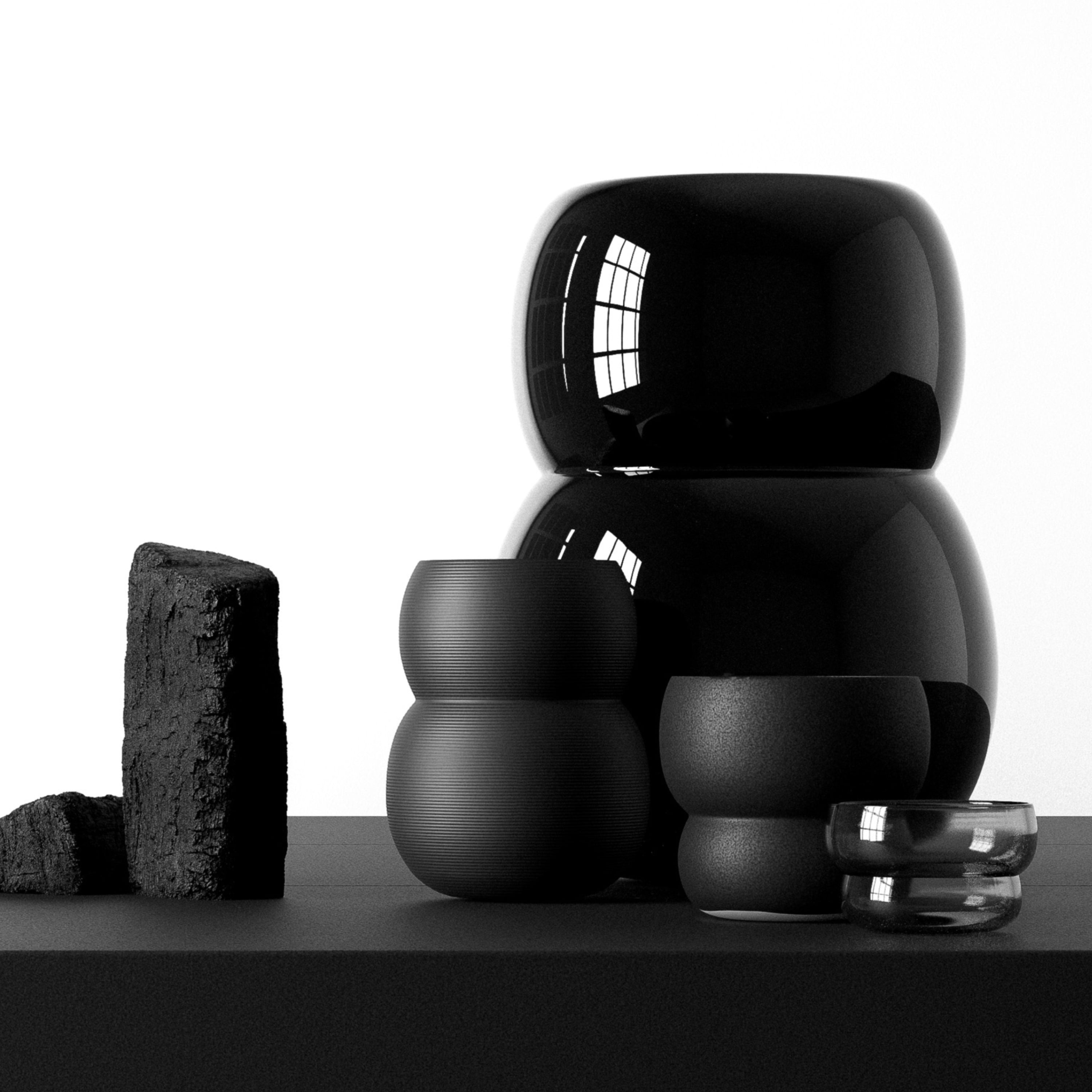 タンブラーM ガラス / 黒フロスト